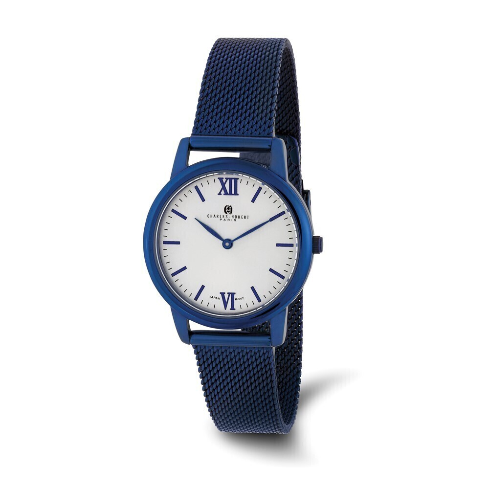 Kazi Luxury Ladies Charles Hubert Blue IP-plated Stainless Off-White Dial Mesh